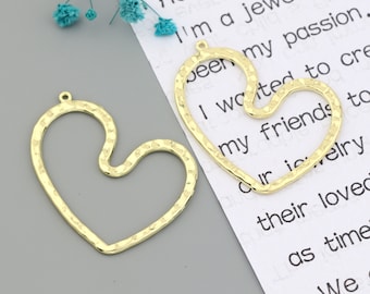Gold-plated heart-shaped alloy earring pendant-Earring charms-earring connector-earring findings-Earrings stud findings parts supply SE0426