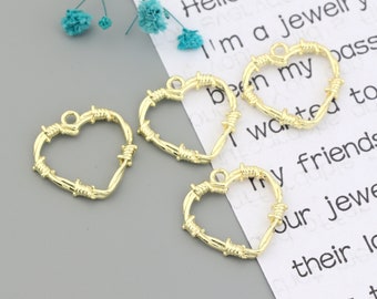 Gold-plated heart-shaped alloy earring pendant-Earring charms-earring connector-earring findings-Earrings stud findings parts supply SE0425