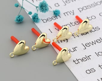 Gold-plated heart-shaped alloy earrings -Earring charms-earring connector-earring pendant-earring findings-Earrings stud parts supply SE0360