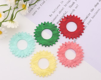 Colgante de aro de engranajes de colores acrílicos de acetato, colgante de aro geométrico, dije de acrílico colorido, fabricación de joyas DIY, suministros para manualidades, aretes SE0572