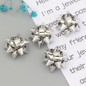 Silver Christmas Bow Charm-Earring Supplies-Jewelry Supplies-Handmade Jewelry Christmas Gift-Present Bow Charms  SE0459