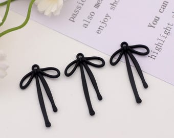 Schwarze Schleife Anhänger-hohle schwarze Schleife Schmuck Lieferungen mit Stecker-elegante schwarze Schleife Charme für DIY Handwerk-Schmuckherstellung Lieferungen SE0430