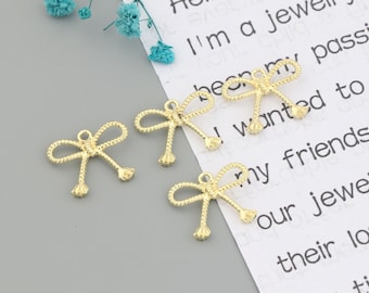 Gold plated bow shaped alloy earring pendant-Earring charms-earring connector-earring findings-Earrings stud findings parts supply SE0431