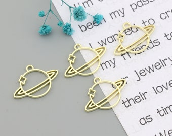 Gold Plated Planet Alloy Earring Pendant-Earring charms-earring connector-earring pendant-earring findings-Earrings stud parts supply SE0354