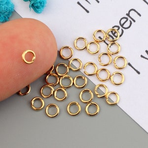 100PCS 0.7mm * 4mm gold-plated jump ring, gold-plated open jump ring, used for jewelry processing and jewelry accessories SE0101