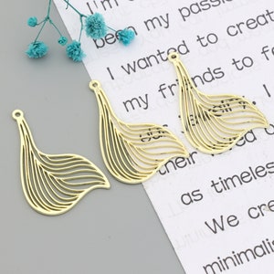 Gold-plated alloy leaf pendant-Earring charms-earring connector-earring pendant-earring findings-Earrings stud findings parts supply SE0343