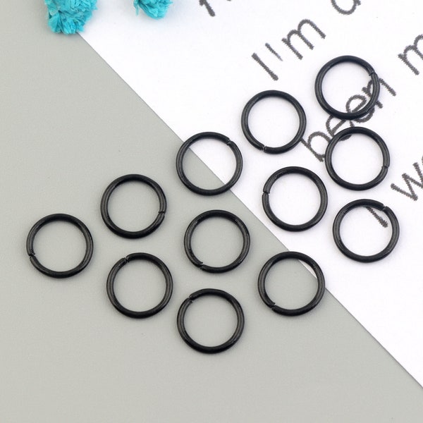 50PCS 0.9mm * 8mm black electroplating jump ring, black open jump ring, used for jewelry processing and jewelry accessories SE0062