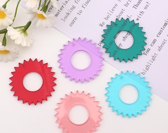 Colgante de acrílico con forma de aro de engranaje de colores, accesorio de joyería con forma de engranaje geométrico, colgante de bricolaje, dije de engranaje de acrílico de colores, suministros para manualidades con aretes SE0572