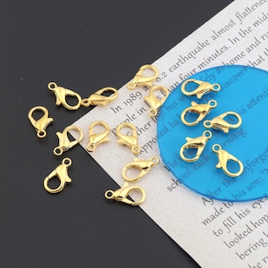 Gold Plated Lobster Claw Clasp, Keychain Base,Jewelry Findings,Necklace Clasp,Rhodium Claw Clasps,Clip For Bag Ornaments,12mm x 7mm,SE0024