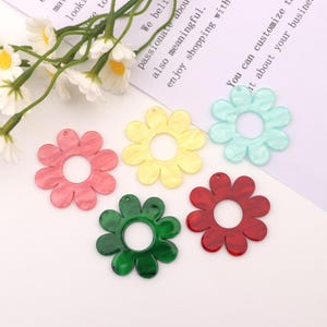 Colorful hollow flower acetate acrylic pendant with hole-flower-shaped acetate charm for diy jewelry making-earrings craft supplies SE0586