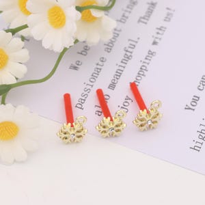 Gold hollow snowflake earrings with zircon-snowflake earring posts-gold plated earrings-winter jewelry-holiday earrings-elegant studs SE0517