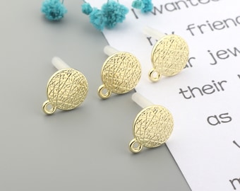 16K Gold Alloy earring posts-Earring charms-earring connector-earring pendant-earring findings-Earrings stud findings parts supply SE0124