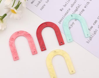 Kleurrijk u-vormig acetaat-acrylverbindingsstuk - geometrisch acrylstuk voor het maken van sieraden - oorbellen ambachtelijke benodigdheden - kleurrijk accessoire SE0583