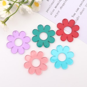 Colorful hollow flower transparent acrylic pendant-flower-shaped acrylic charm for diy jewelry making-earrings craft supplies SE0586