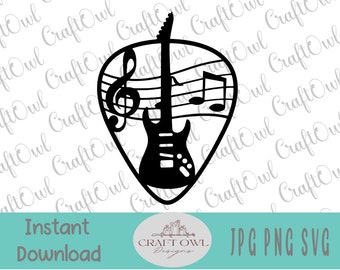 Guitar pick music clip art, plectrum sublimation vector art, jpg printable shirt, mug tumbler idea svg laser cut file