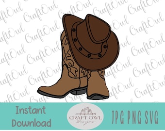 Cowboy Boots, Cowboy Hat, SVG, JPG, PNG, Cowgirl Boots Svg, Western Boots Svg, Rodeo Svg, Ranch Svg, , Cut File, Cricut, Silhouette