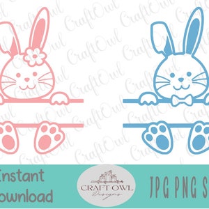 Bunny Gesicht mit Füßen, Ostern SVG, Bunny split svg, Cute Bunny Svg, Junge Mädchen Hase, Cricut, Silhouette Cut File, jpg, Sublimation Bild