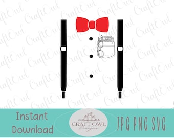 Suspenders Handsome Little Dude, Baby Nerd, SVG png jpg,cutting files for Cricut and Silhouette, digital print for iron-on, sublimation