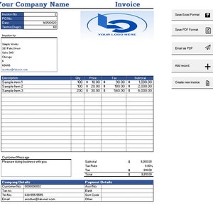 Customizable Invoice Maker, Archiver, Customer Record, and Invoice Record System for Small Business
