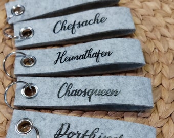 Keychain made of felt, customizable felt pendant with name