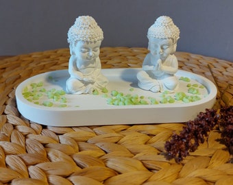 Figurines Bouddha Raysin blanc paire