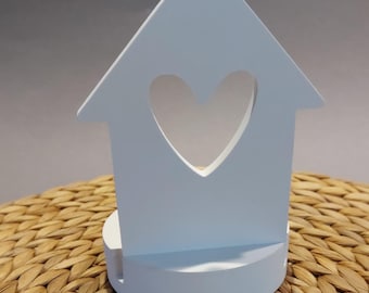 Light house Raysin tealight holder house dog paw decoration white