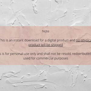 Peut inclure: Une note avec le texte "Note" en haut. La note indique qu'il s'agit d'un t&eacute;l&eacute;chargement instantan&eacute; pour un produit num&eacute;rique et qu'aucun produit physique ne sera exp&eacute;di&eacute;. La note indique &eacute;galement que ceci est pour un usage personnel uniquement et ne doit pas &ecirc;tre revendu, redistribu&eacute; ou utilis&eacute; &agrave; des fins commerciales.