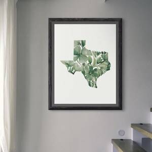 Stampa artistica da parete con fiori ad acquerello dello stato del Texas, decorazione per dormitorio del Texas, soggiorno, stampa ad acquerello floreale del Texas, arte da parete dello stato, stampa per cameretta del Texas