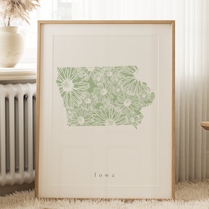 Iowa Sage Floral Art, Iowa Floral Art Print, Iowa Art Print, Iowa Print, Iowa State Art, Iowa State Art, Iowa State Print, Iowa State, Iowa