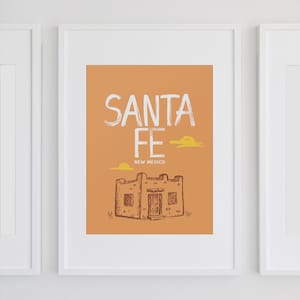 Santa Fe Modern Minimalist Orange Wall Art New Mexico State Dorm Decor New Mexico Living Room Art Digital Instant Download Modern Poster Art