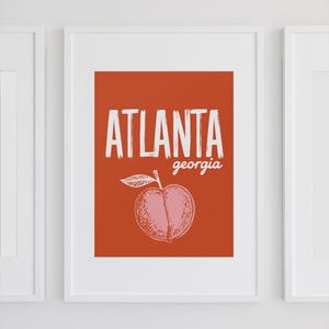 Atlanta Georgia State Modern Wall Art Poster Atlanta Peach Decor Living Room Wall Art Atlanta Home Instant Download Art Print Georgia Peach
