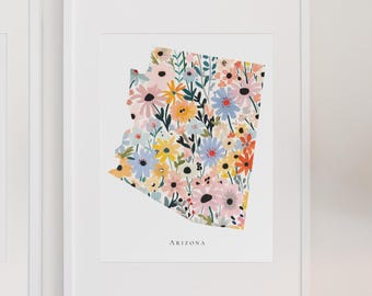 Arizona staat bloemen kunst aan de muur woondecoratie Arizona bloemenprint kinderkamer kunst aan de muur Arizona staat slaapzaal decor staat bloemenprint Arizona kunst