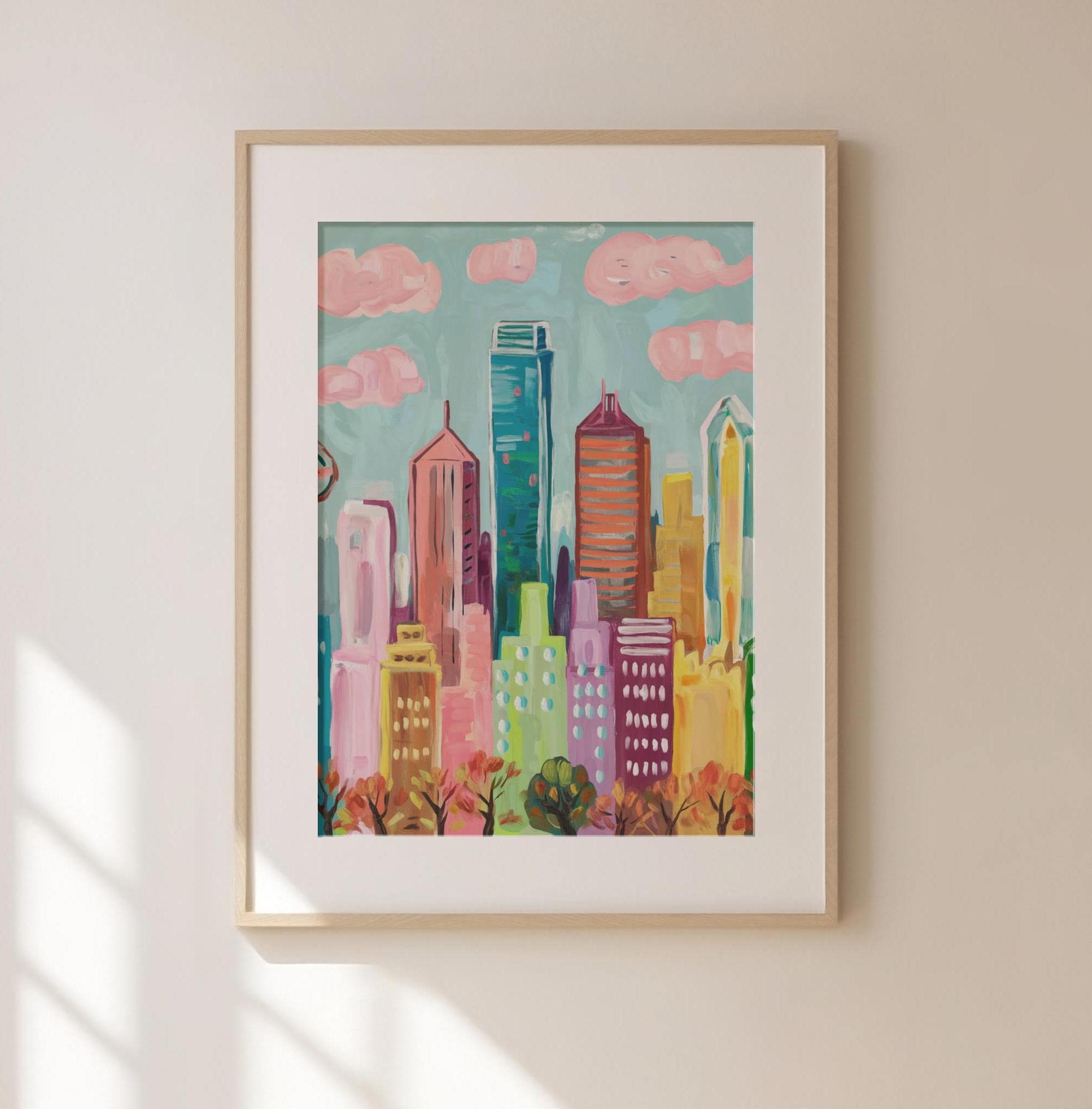Dallas City Skyline Print, Colorful Dallas City Wall Art, Dallas Texas ...