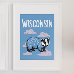 Wisconsin State Print Art Poster Wisconsin Gift for Natives Dorm Decor Wisconsin Wall Art Print Instant Download Wisconsin State Badger