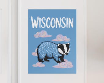 Wisconsin State Print Art Poster Wisconsin Gift for Natives Dorm Decor Wisconsin Wall Art Print Instant Download Wisconsin State Badger