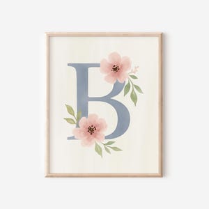 Letter B Floral Wall Art Print Instant Download Home Decor Printable Wall Art Letter B Initial Kids Room Decor Dorm Art Letter B Initial