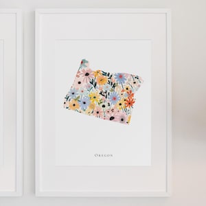 Oregon State Print Wall Art Oregon Home Decor Instant Download Oregon Print Digital Decor Oregon Dorm State Floral State Art Print