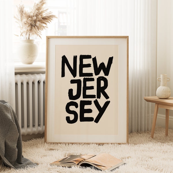 New Jersey State Print, New Jersey Print, New Jersey State Art, New Jersey State Print, New Jersey State, New Jersey Wall Art, New Jersey