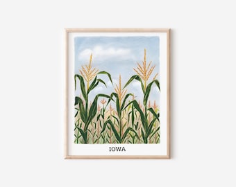 Iowa Fields Print, Iowa Wall Art, Iowa Art Print, Iowa State Art, Iowa Field Print, State Wall Art, State Art Print, Iowa Stamp, Iowa Decor