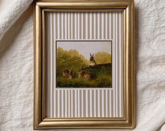 Vintage Neutral Wall Art Print Vintage Bunny Decor Spring Wall Art Instant Download Rabbit Spring Summer Print Coquette Wall Art Vintage