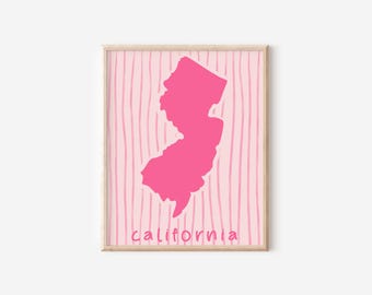 California Wall Art Printable Instant Download Preppy California Wall Art Print State California Art Dorm Decor Digital Download California