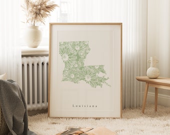 Louisiana Sage Floral Print, Louisiana Print, Louisiana State Art, Louisiana State Print, Louisiana Gift, Louisiana Decor, Louisiana Art