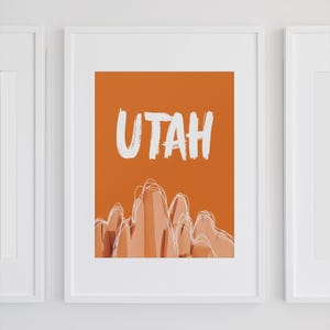 Utah Mountain Wall Art Modern Minimalist State Poster Abstract State Travel Poster Instant Download Wall Print Utah Dorm Decor Living