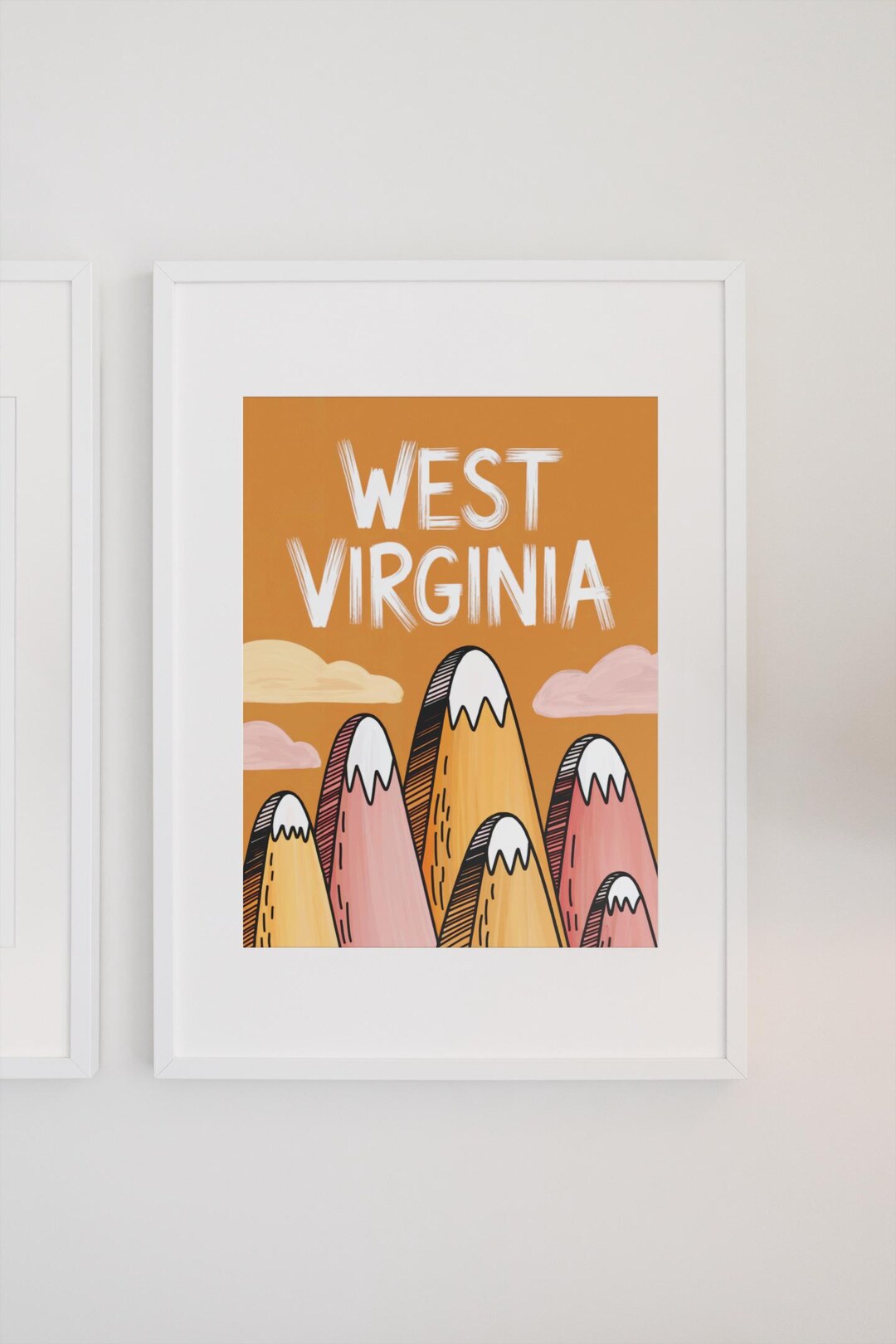 West Virginia State Wall Art Poster Print West Virginia Mountain Range  Orange Print West Virginia Dorm Decor Instant Download Digital Art - Etsy, image size:1080x1620