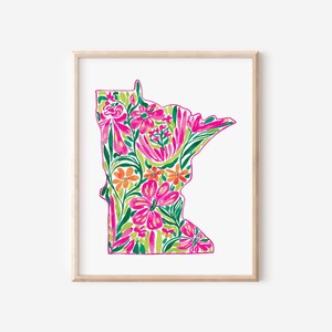 Minnesota State Floral Wall Art Printable Minnesota Dorm Decor Living Minnesota State Print Watercolor Floral Minnesota Nursery Art Print