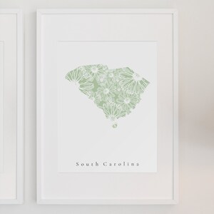 South Carolina Sage Floral Print, South Carolina State Print, South Carolina Dorm Art, South Carolina Decor, South Carolina Gift, Carolina