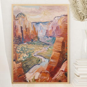 Póster del Parque Nacional Zion, arte mural, descarga instantánea, decoración digital para el hogar, póster del estado de Utah, impresión, pintura, arte mural estatal, decoración de dormitorio de Utah, Zion