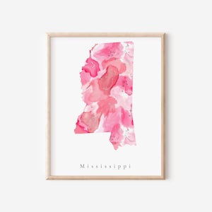 Mississippi Hot Pink Art, Mississippi Pink Print, Mississippi State Art, Mississippi State Print, Mississippi Dorm Art, Mississippi Decor