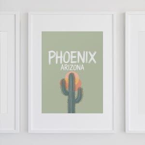 Phoenix Arizona Sage Green Sunset Modern Minimalist Wall Art Poster Arizona State Poster Dorm Art Decor Living Room Arizona Phoenix Poster
