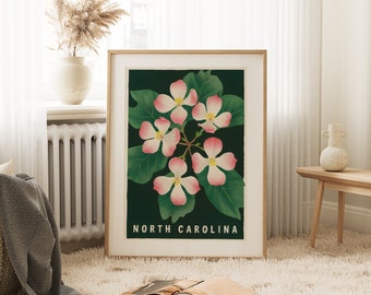 North Carolina Dogwood Print, North Carolina Art Decor, North Carolina Dogwood Wall Art, North Carolina Wall Art, North Carolina Decor